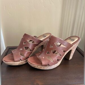 Sofft cork platform heeled slides